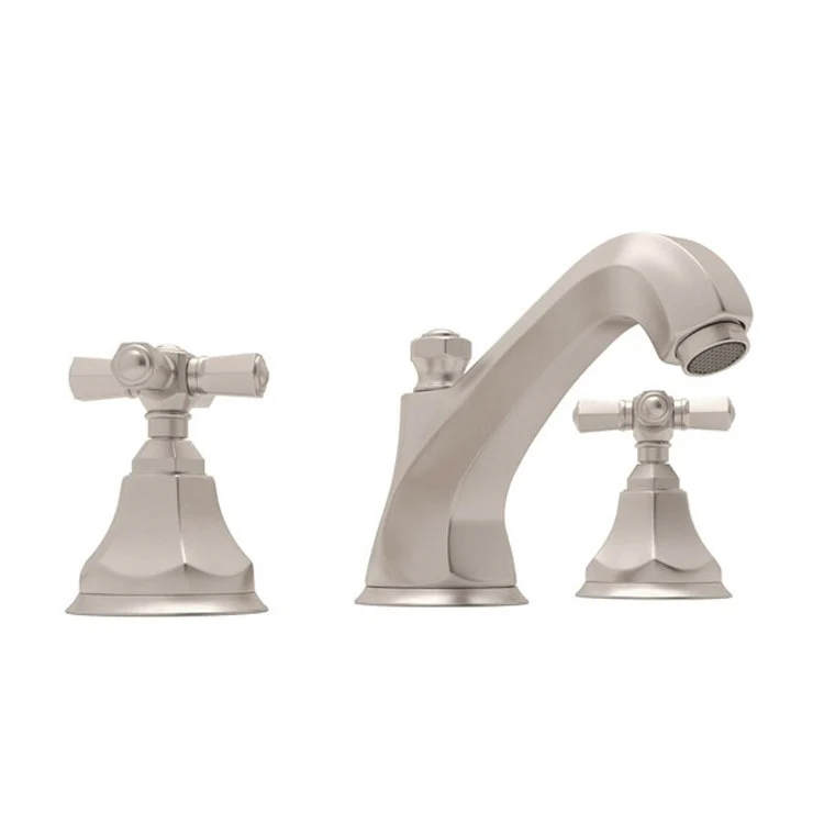 Lavatory Faucet Palladian Widespread 2 Cross Handle Satin Nickel 1.2 Gallons per Minute - Frankwebs