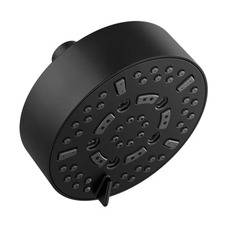 Showerhead Universal Showering 7 Function Wall Mount Matte Black 5 Inch 1.75 Gallons per Minute H2Okinetic Technology Linear Round Includes H2Okinetic Technology Rinsing/Full/Massage/Full and Massage/Shampoo/Shampoo and Massage and Pause Sprays - Frankwebs