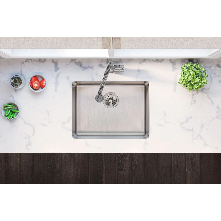 Kitchen Sink Lustertone Iconix 23.5 x 18.25 Inch Single Bowl Luminous Satin Undermount Drain Location Rear Center - Frankwebs