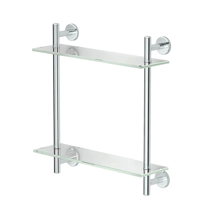 Shelf Latitude II 2 Tier Glass Shelf Chrome 17 Inch Tempered Glass - Frankwebs