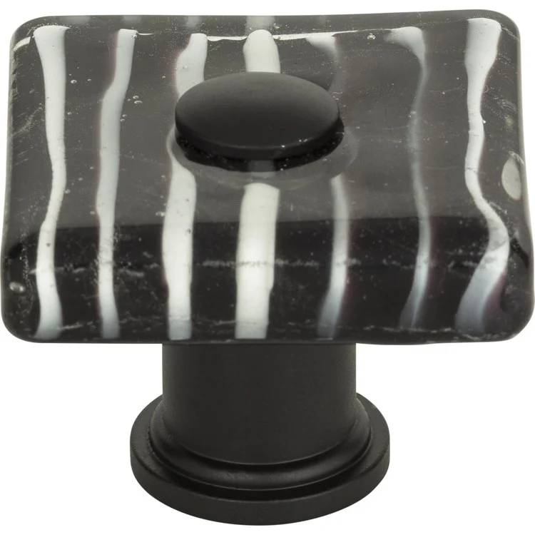 Knob Atlas Zebra Glass Square Matte Black Brass & Glass 1-1/2 Inch - Frankwebs