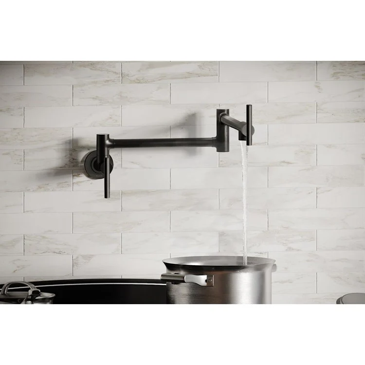 Pot Filler Avado Wall Mount 2 Lever ADA Black Stainless - Frankwebs
