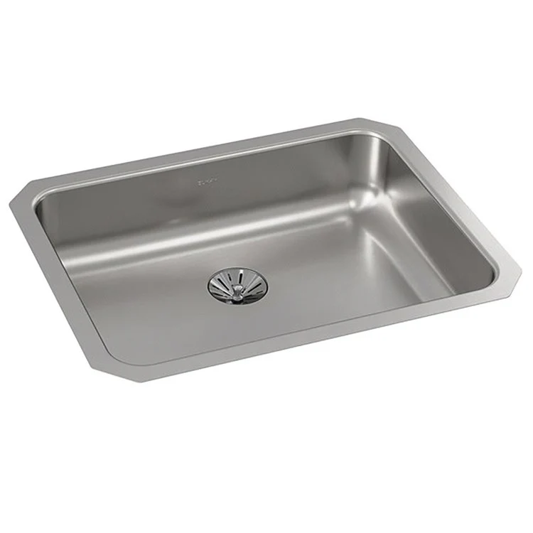 Kitchen Sink Lustertone Classic 23.5 x 18.25 Inch Single Bowl with Perfect Drain ADA Lustrous Satin Undermount Rectangle Drain Location Rear Center Depth 5-3/8 Inch Bottom Only Pads - Frankwebs