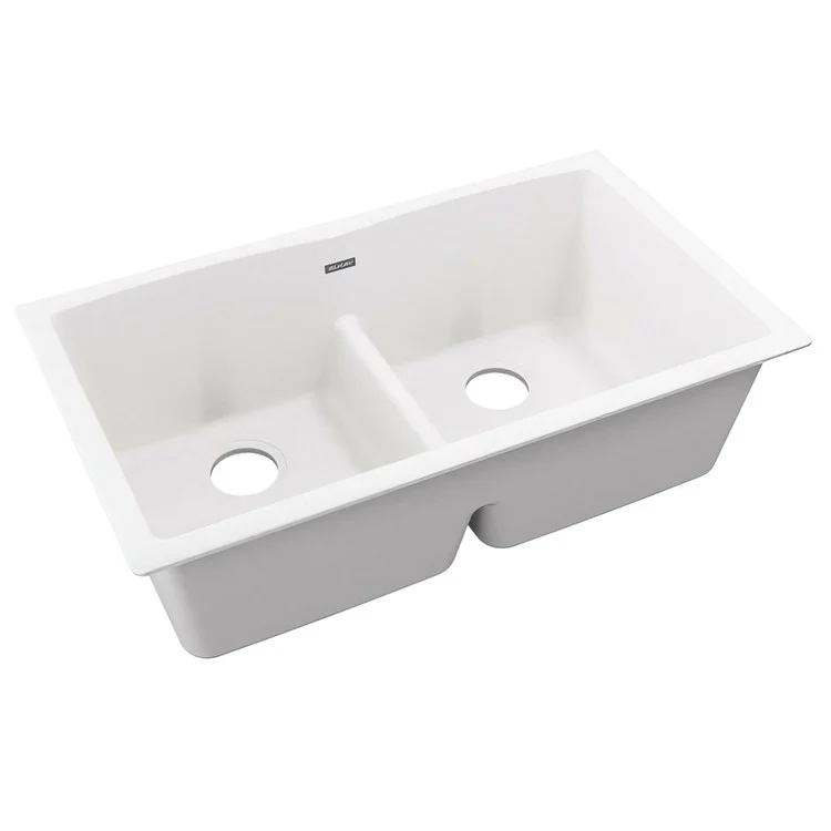 Kitchen Sink Quartz Classic 33 x 19 Inch Double Bowl Equal with Aqua Divide Dusk Gray Undermount - Frankwebs