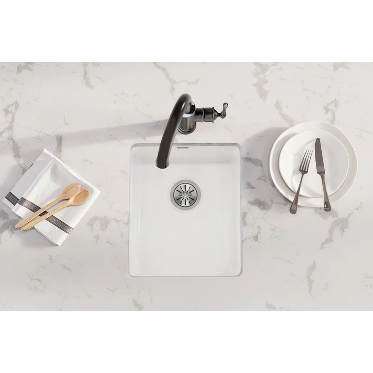 Bar Sink Fireclay 16 x 19 Inch Single Bowl Kitchen White Undermount Rectangle Drain Size 3-1/2 Inch - Frankwebs