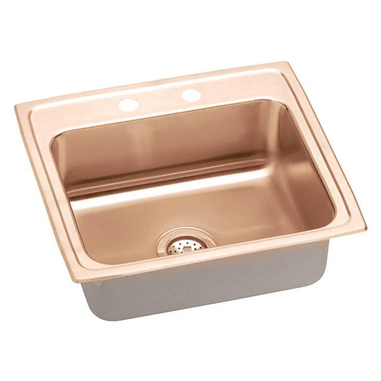 Kitchen Sink 22 x 19.5 Inch Single Bowl 2 Hole ADA Copper Drop-In Rectangle Drain Location Rear Center Depth 6-1/2 Inch Bottom Only Pads - Frankwebs
