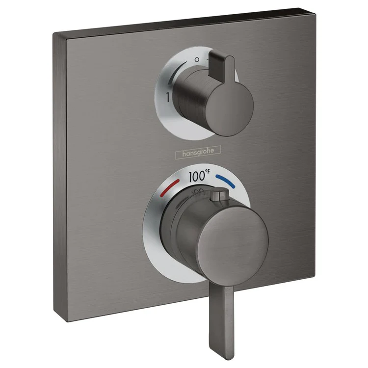 Thermostatic Trim Ecostat Square with Volume Control 2 Lever Brushed Bronze ADA for Rough-In Valve with Service Stops 01850181 6.0 Gallons per Minute Escutcheon Handle Metal - Frankwebs