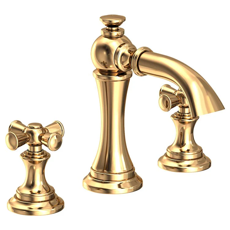 Lavatory Faucet Sutton Widespread 8 to 20 Inch Spread 2 Cross ADA French Gold PVD 1.2 Gallons per Minute Brass Spout Height 4-1/8 Inch - Frankwebs