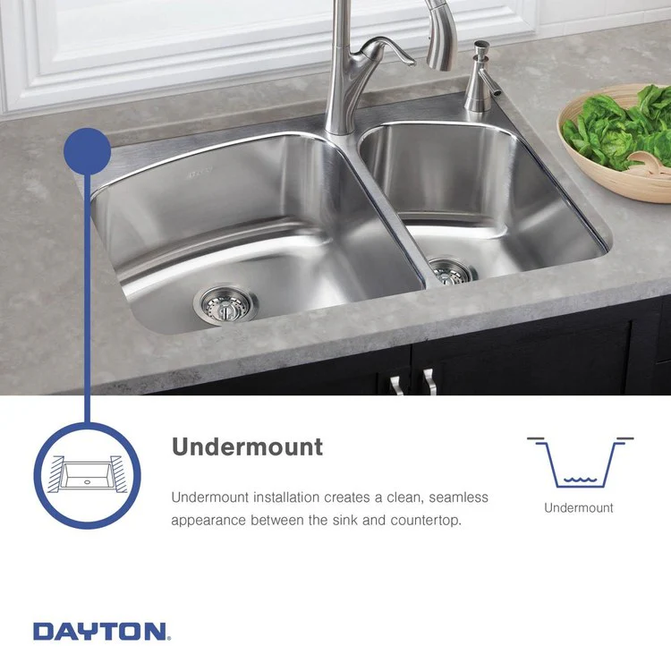 Sink Kit Dayton Offset 31.75 x 20.5 Inch Double Bowl Radiant Satin Faucet Two Drains - Frankwebs