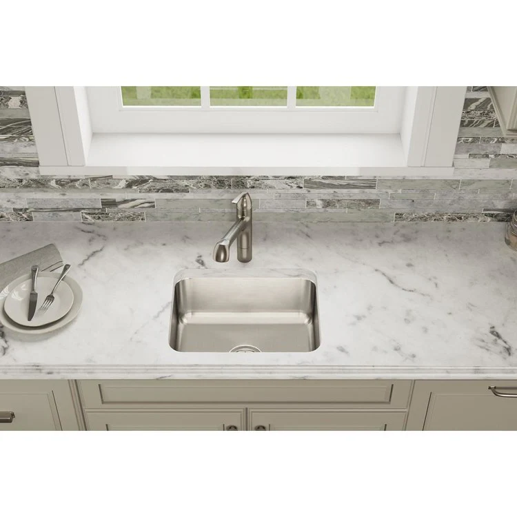 Kitchen Sink Lustertone Classic 20.5 x 16.5 Inch Single Bowl Lustrous Satin Undermount Drain Location Center - Frankwebs