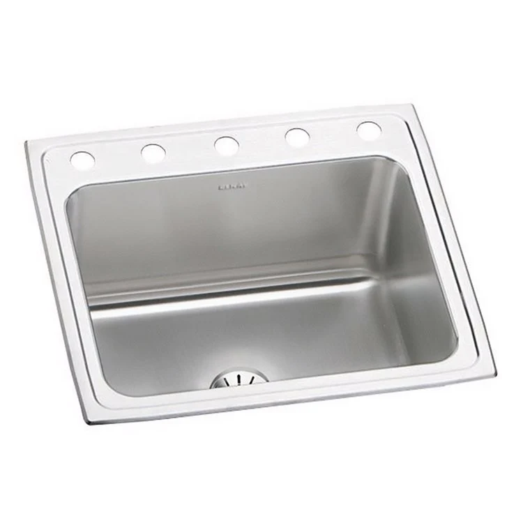 Kitchen Sink Lustertone Classic 25 x 22 Inch Single Bowl with Perfect Drain 5 Hole Lustrous Satin Drop-In - Frankwebs