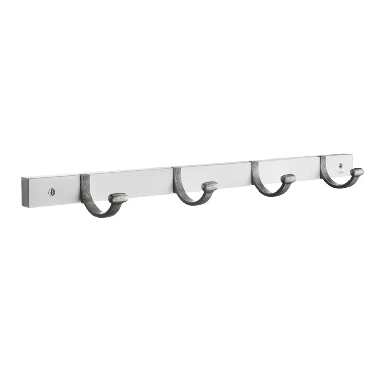Coat Rack 4 Hook 4 x 20 x 2 Inch White Brass - Frankwebs