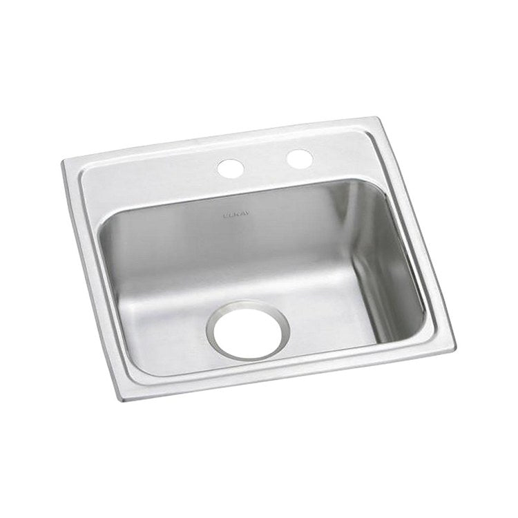 Kitchen Sink Lustertone Classic 19.5 x 19 Inch Single Bowl MR2 Hole ADA Lustrous Satin Drop-In Rectangle Drain Location Rear Center Depth 5-1/2 Inch Bottom Only Pads - Frankwebs