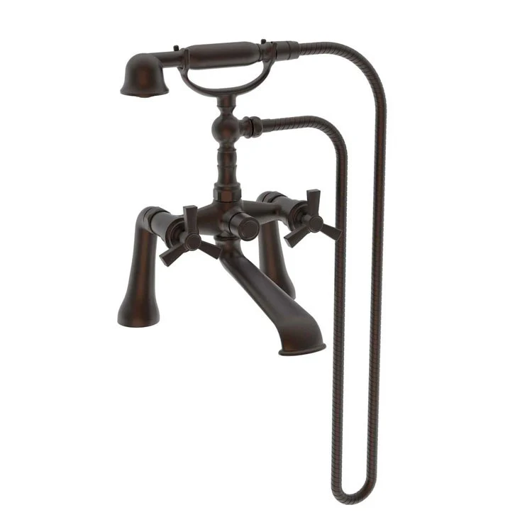 Tub Filler Miro Exposed Deck Mount with Handshower 7-1/4 Inch Spread 2 Cross ADA Matte White 2 Hole - Frankwebs