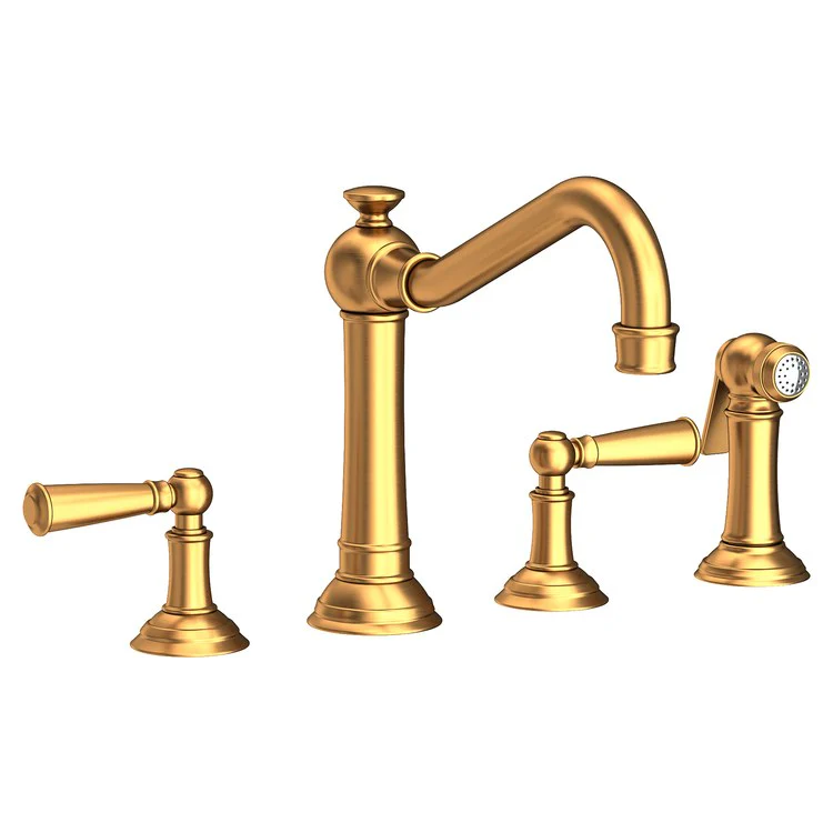 Kitchen Faucet Jacobean Widespread 8 Inch Spread 2 Lever ADA English Bronze Sidespray Spout Height 6 Inch 1.8 Gallons per Minute - Frankwebs