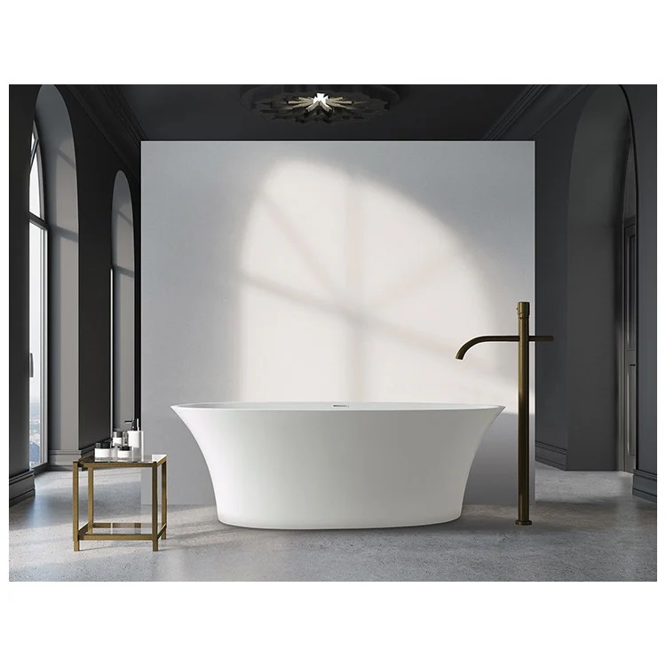 Air Tub Adeline 64 x 31 Inch Freestanding Air Bath Center White Gloss Oval Mineral Composite 71 Gallons 21-3/8 Inch - Frankwebs