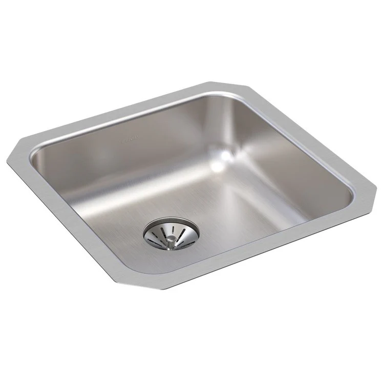 Kitchen Sink Lustertone Classic 16.5 x 16.5 Inch Single Bowl with Perfect Drain ADA Lustrous Satin Undermount Square Drain Location Rear Center Depth 6-7/8 Inch Bottom Only Pads - Frankwebs
