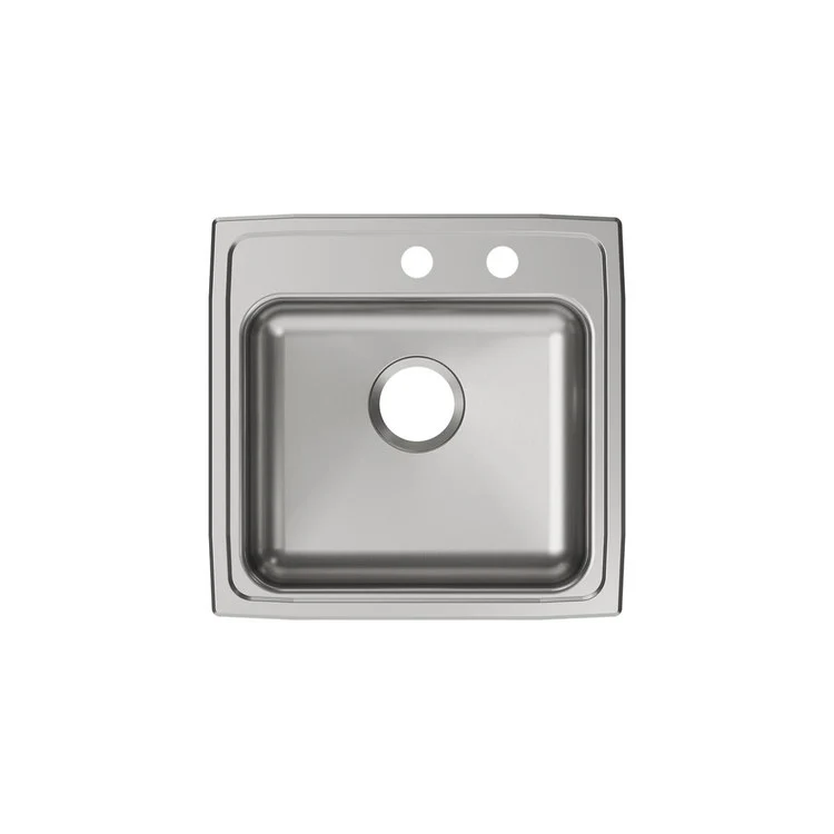 Kitchen Sink Lustertone Classic 19.5 x 19 Inch Single Bowl MR2 Hole ADA Lustrous Satin Drop-In Rectangle Drain Location Rear Center Depth 5 Inch Bottom Only Pads - Frankwebs
