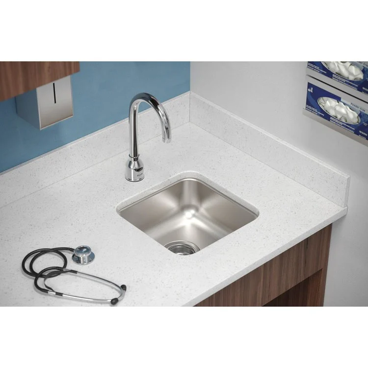 Kitchen Sink Lustertone 14.5 x 14.5 Inch Single Bowl ADA Lustertone Undermount Square Drain Location Rear Center Depth 5-3/8 Inch Bottom Only Pads - Frankwebs