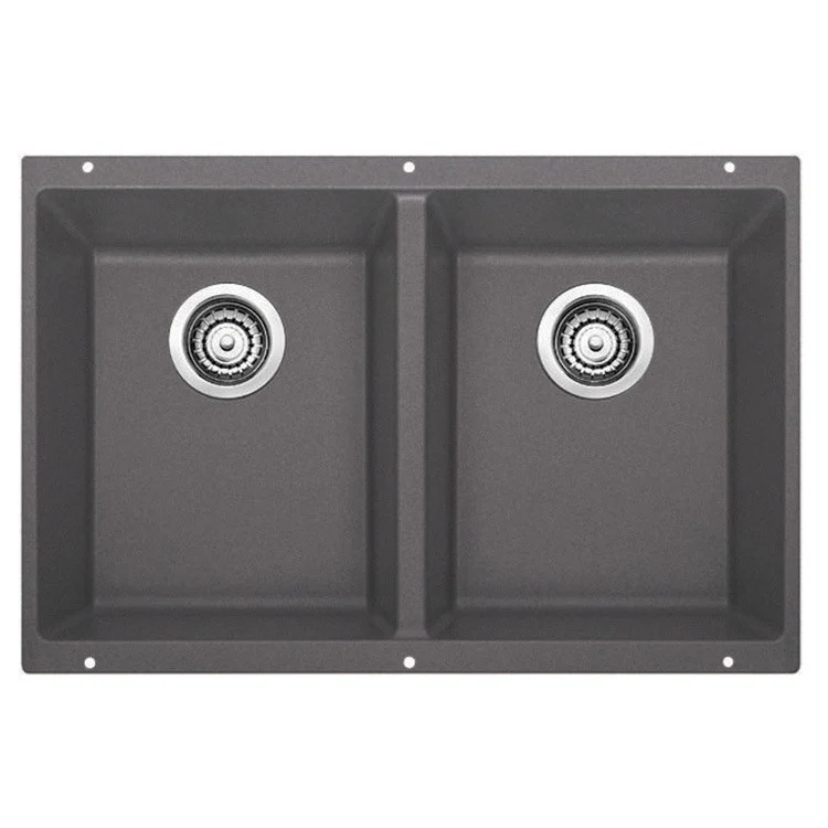 Kitchen Sink Precis 30 x 18 Inch Double Bowl Equal Double Coal Black Undermount Rectangle Silgranit - Frankwebs