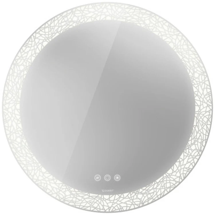 Mirror Happy D.2 Plus 35-3/8 x 35-3/8 Inch White Organic Pattern with Lighting Circle - Frankwebs