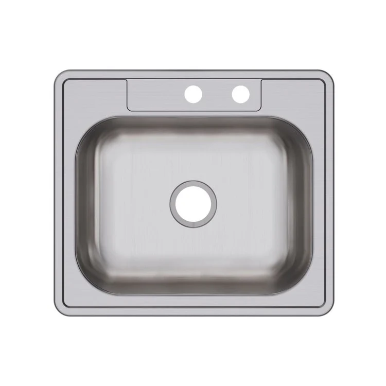 Kitchen Sink Dayton 25 x 22 Inch Single Bowl MR2 Hole ADA Satin Drop-In Rectangle Drain Location Center Depth 6-4/7 Inch Bottom Only Pads - Frankwebs