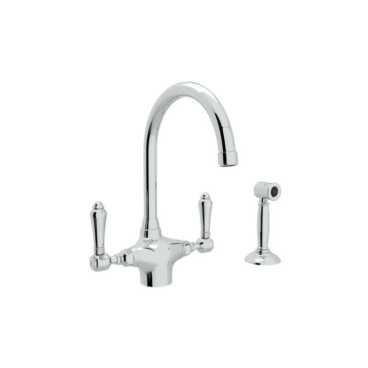 Kitchen Faucet San Julio with Sidespray 2 Metal Lever Polished Chrome Column Spout 1.5 Gallons per Minute - Frankwebs