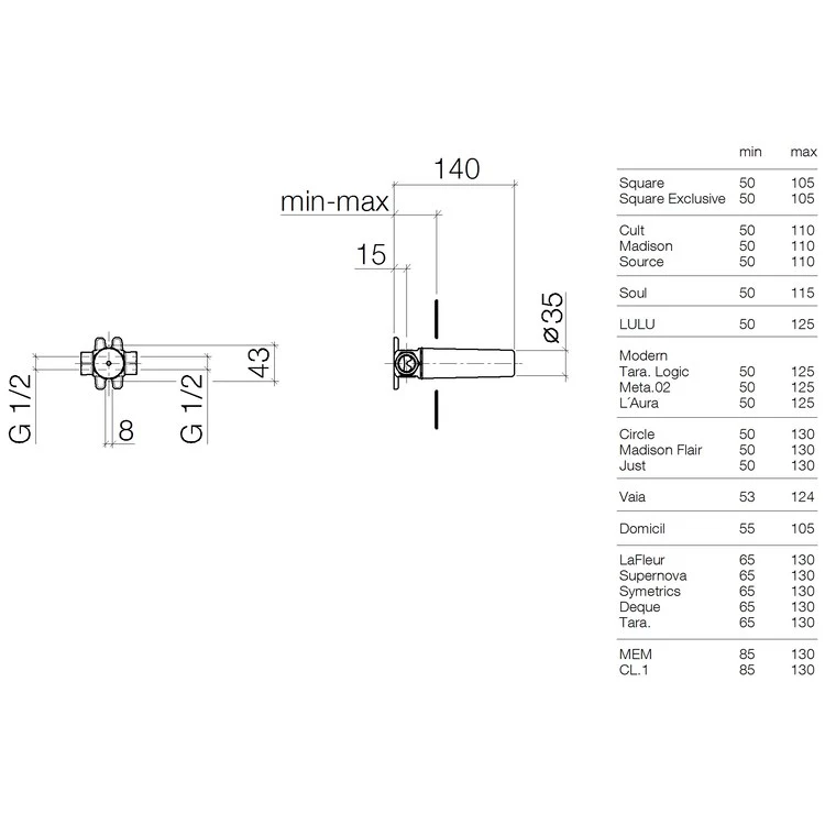 Volume Control Valve Wall Mount Polished Chrome 1-2/5 x 1-2/5 Inch - Frankwebs