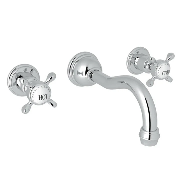Lavatory Faucet Edwardian Wall Mount 2 Cross Polished Nickel 1.2 Gallons per Minute Column Spout - Frankwebs