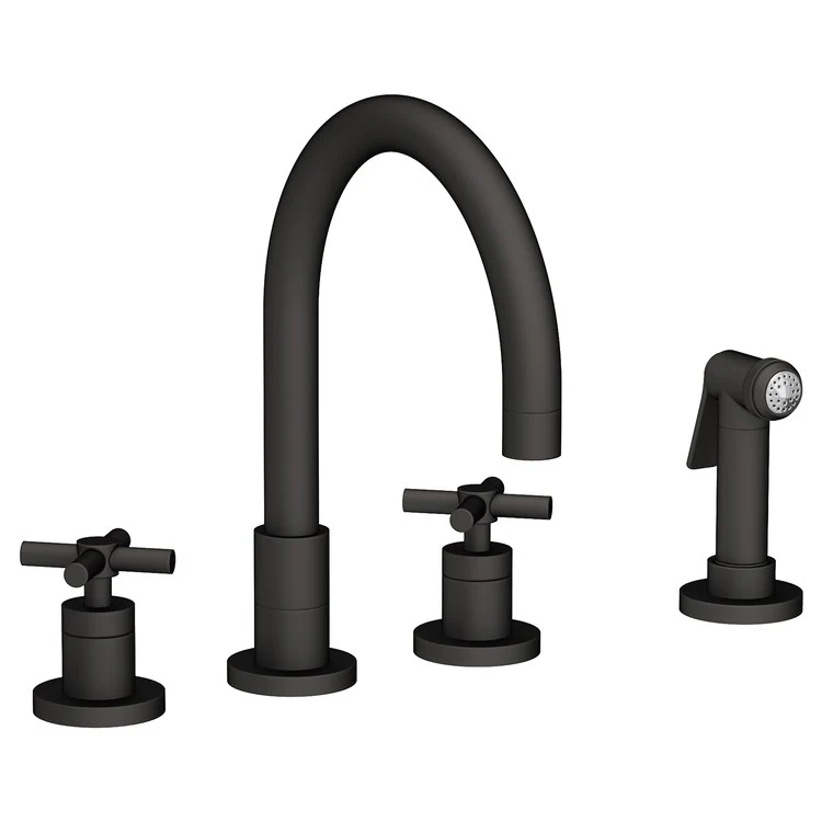 Kitchen Faucet East Linear 8 to 20 Inch Spread 2 Cross ADA Satin Brass PVD Pull Out Sidespray Spout Height 5-5/7 Inch Spout Reach 7-7/8 Inch 1.8 Gallons per Minute - Frankwebs