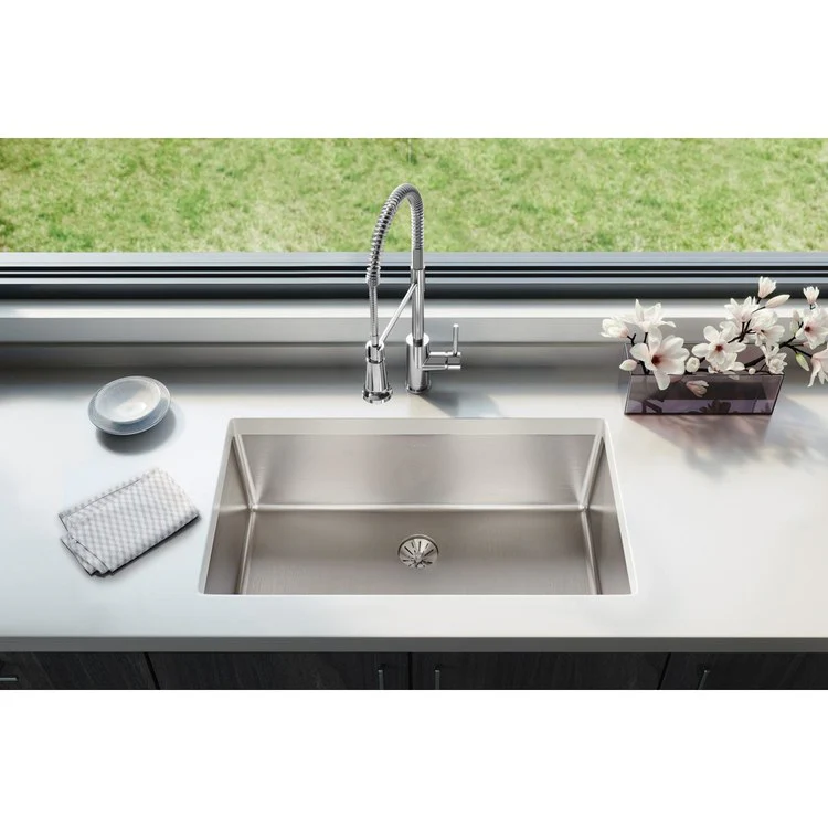 Kitchen Sink Lustertone Iconix 32.5 x 19.5 Inch Single Bowl with Perfect Drain Luminous Satin Undermount - Frankwebs