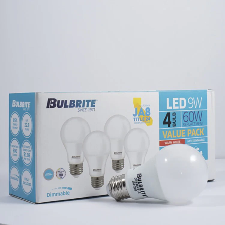 Bulb 9 Watt LED 4 Pack A19 E26 120 Volt - Frankwebs