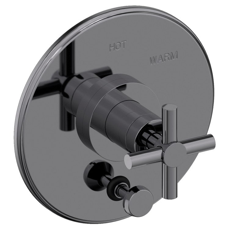 East Linear Pressure Balance Tub/Shower Valve Trim Only with Cross Handle - French Gold PVD - Frankwebs