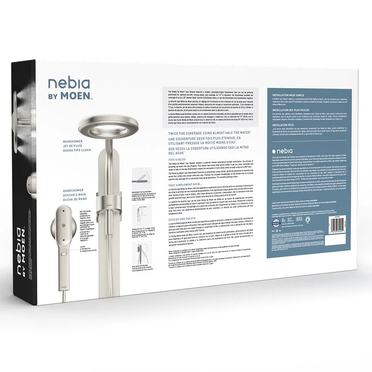 Handshower Set Nebia Spot Resist Brushed Nickel 1 Function 1.75 Gallons per Minute 24IN Wall Bracket - Frankwebs