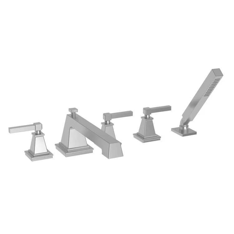 Roman Tub Trim Malvina Deck Mount with Handshower 3 Lever Flat Black ADA 8 to 20 Inch Spread - Frankwebs