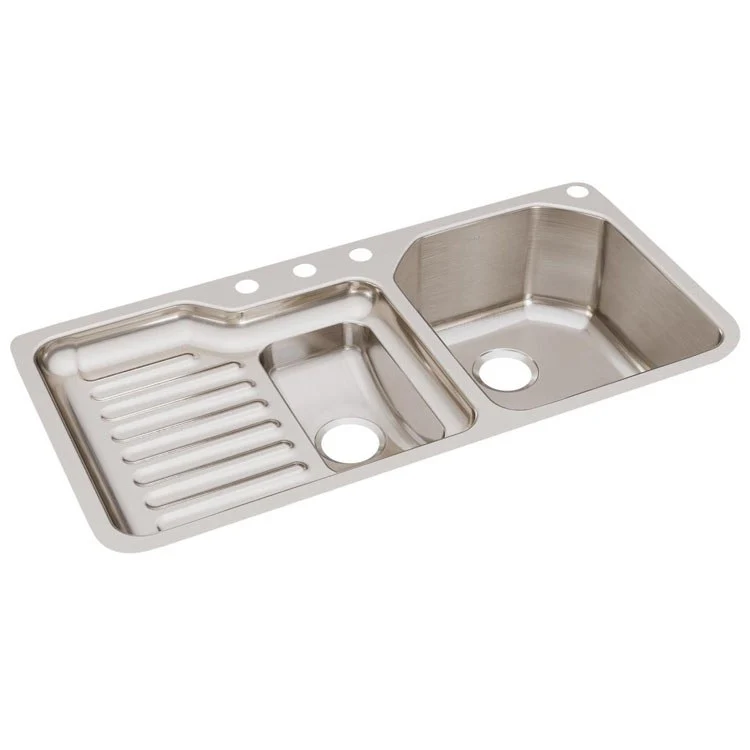Kitchen Sink Lustertone Classic 41.5 x 20.5 Inch Double Bowl 60/40 with Rib Area Lustrous Highlighted Satin Undermount - Frankwebs