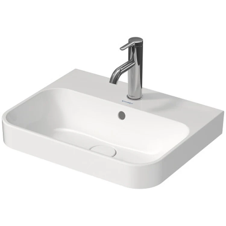 Lavatory Sink Happy D.2 Plus Above Counter with Overflow 15-3/4 x 19-5/8 Inch Rectangle White/Anthracite Matte 1 Hole - Frankwebs