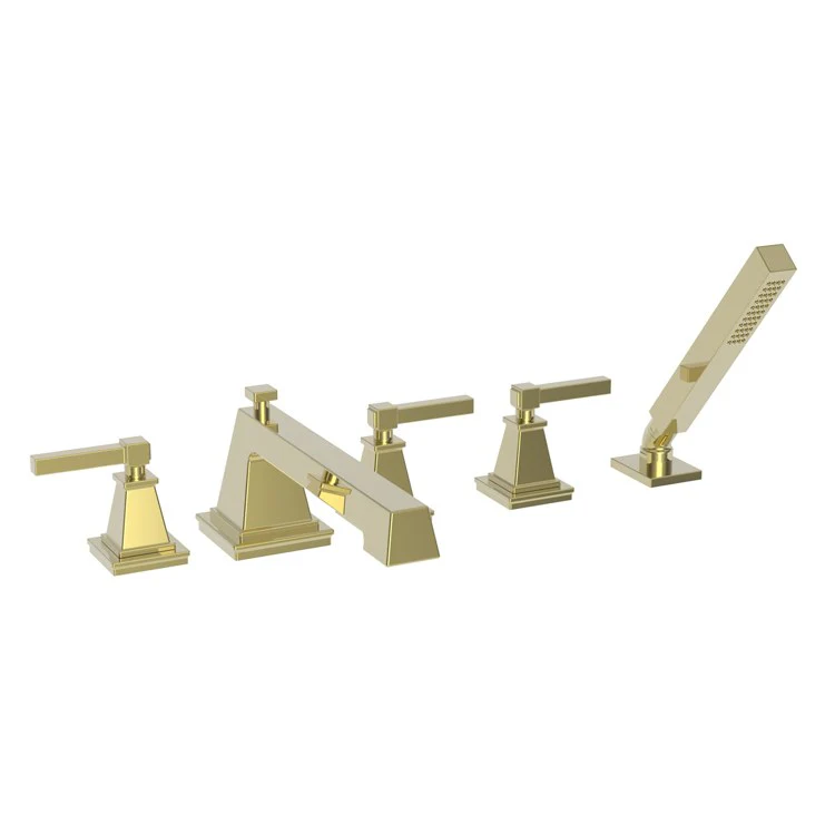 Roman Tub Trim Malvina Deck Mount with Handshower 3 Lever Flat Black ADA 8 to 20 Inch Spread - Frankwebs