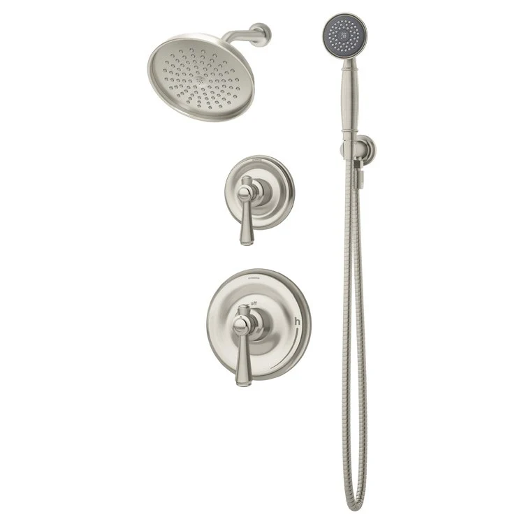 Shower Trim Degas Round with Handshower 2 Lever Satin Nickel 1.5 Gallons per Minute 1 Function Round Showerhead; 1 Function Round Handshower - Frankwebs