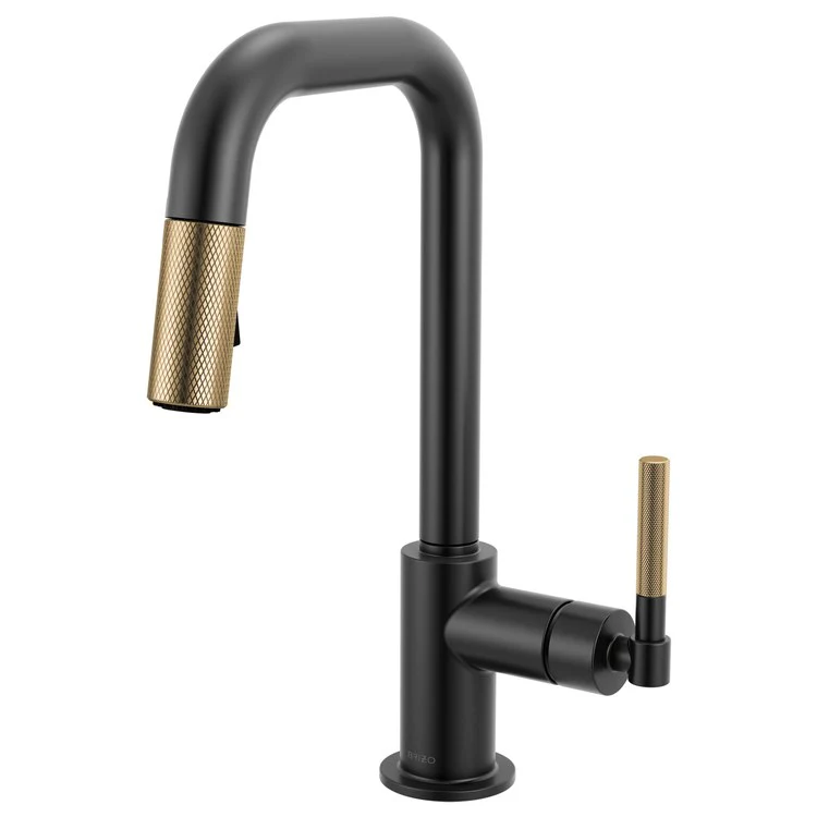 Prep Faucet Litze 1 Knurled Handle ADA Matte Black/Brilliance Luxe Gold Pull Down Dual Function Square 360 DEG Swivel 1.8 Gallons per Minute - Frankwebs