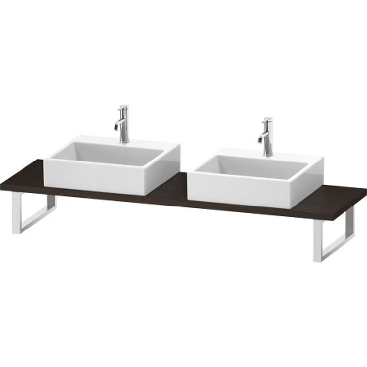 Lavatory Console L-Cube Cappuccino High Gloss Double Basin Compact 31-1/2 x 18-7/8 Inch Ceramic 1-1/8 Inch - Frankwebs