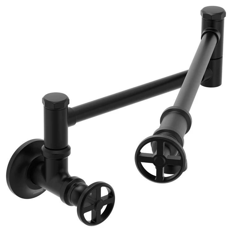Pot Filler Paterson Traditional 2 Wheel ADA Matte Black 1 Hole 5.5 Gallons per Minute - Frankwebs