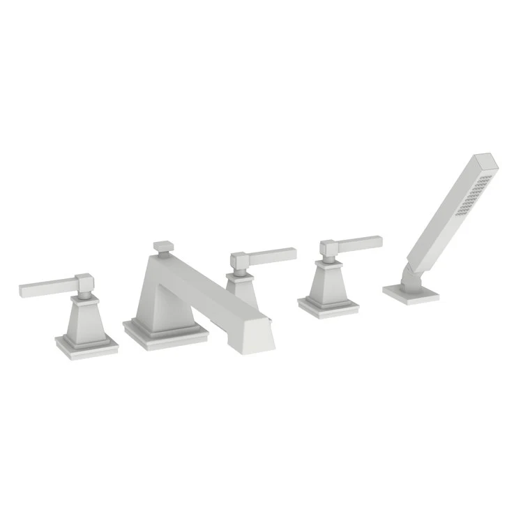 Roman Tub Trim Malvina Deck Mount with Handshower 3 Lever Flat Black ADA 8 to 20 Inch Spread - Frankwebs