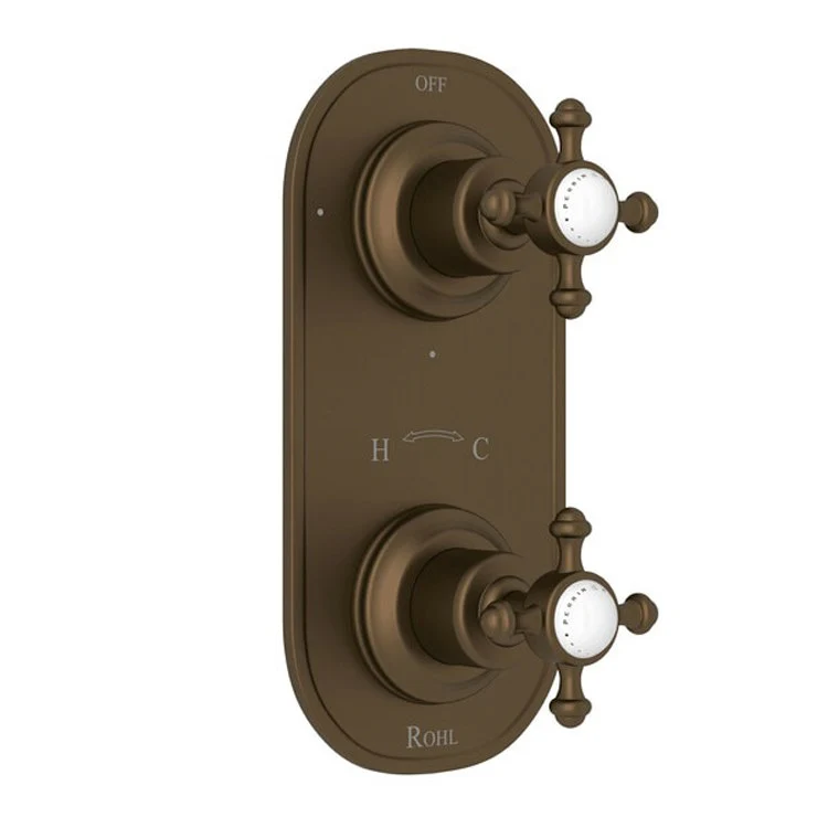 Thermostatic Trim Georgian Era 1/2 Inch with Diverter 2 Cross Polished Nickel Brass - Frankwebs