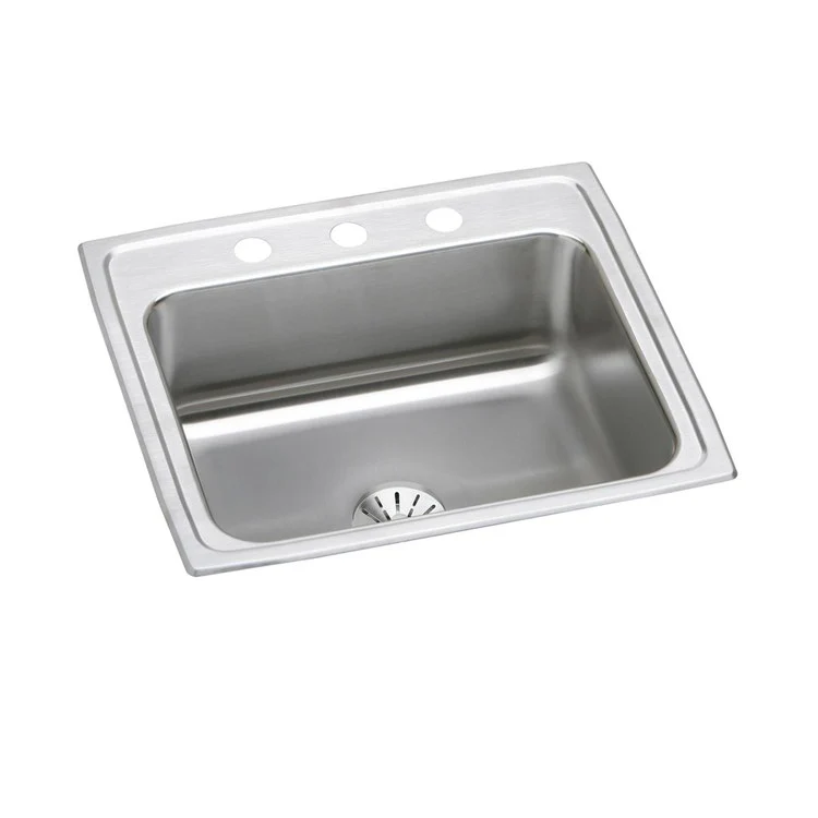 Kitchen Sink Lustertone Classic 22 x 19.5 Inch Single Bowl with Perfect Drain Lustrous Satin Drop-In Stainless Steel Drain Location Center Bottom Only Pads - Frankwebs