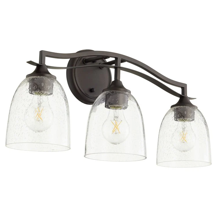 Jardin Three-Light Bathroom Vanity Fixture with Clear Seeded Glass Shades - Frankwebs