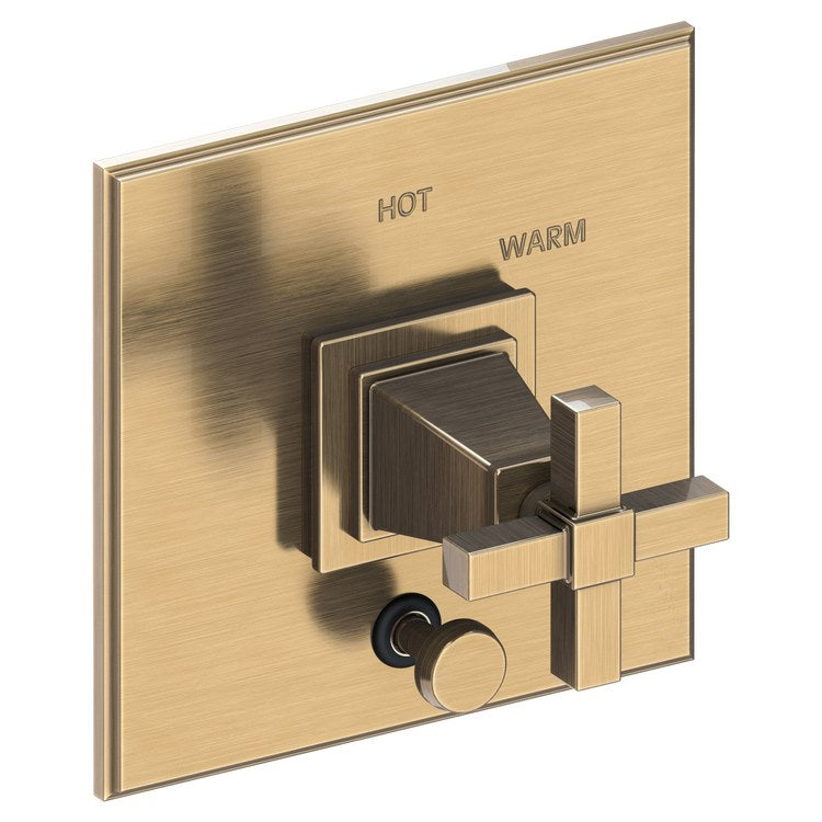 Pressure Balance Valve Trim Malvina Square with Diverter 1 Cross Aged Brass ADA Depth 4 Inch - Frankwebs