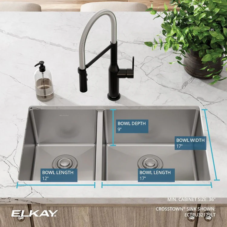 Kitchen Sink Crosstown 31.5 x 18.5 Inch Double Bowl 40/60 Polished Satin Undermount - Frankwebs