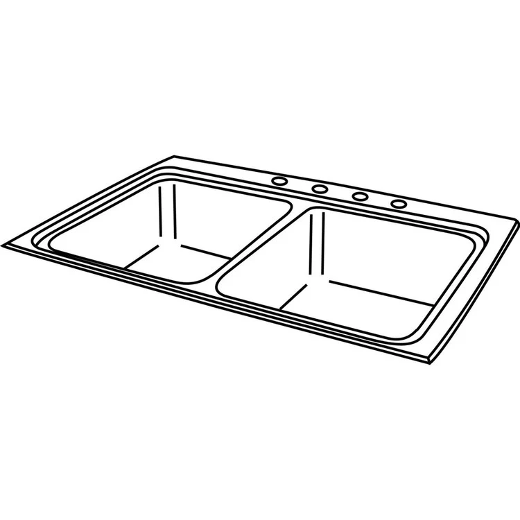 Kitchen Sink Lustertone Classic 33 x 22 Inch Double Bowl Equal with Perfect Drain 1 Hole Lustertone Top Mount Stainless Steel Drain Location Center Side and Bottom Pads - Frankwebs