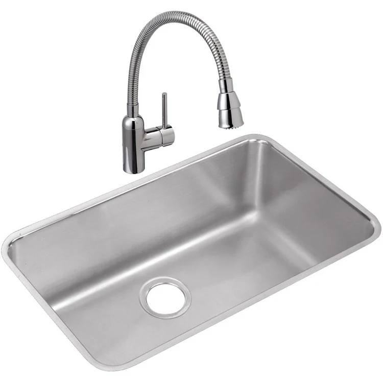 Sink Kit Lustertone Classic 30.5 x 18.5 Inch Single Bowl 3 Hole Lustrous Satin Faucet 11-1/2 Inch - Frankwebs